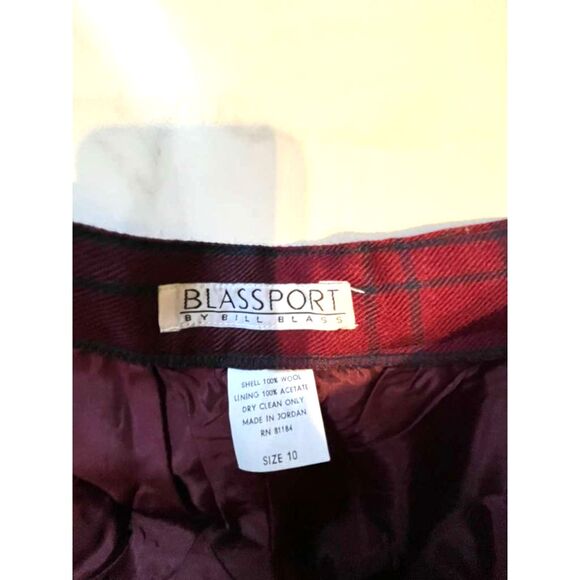 Vintage Bill Blass Wool Tartan Plaid High Waist Trousers Pants Red Green Size 10 - Picture 4 of 16